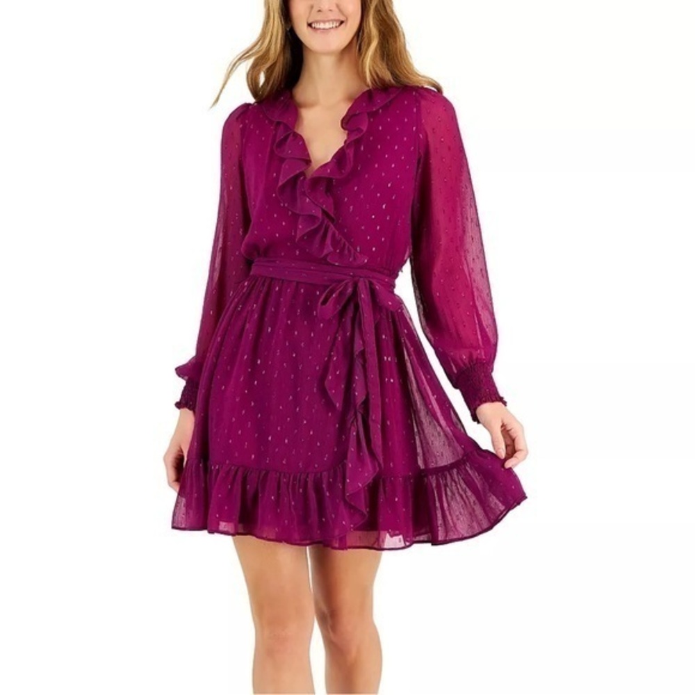 Women’s Dresses | Metallic Clip-Dot Chiffon Dress